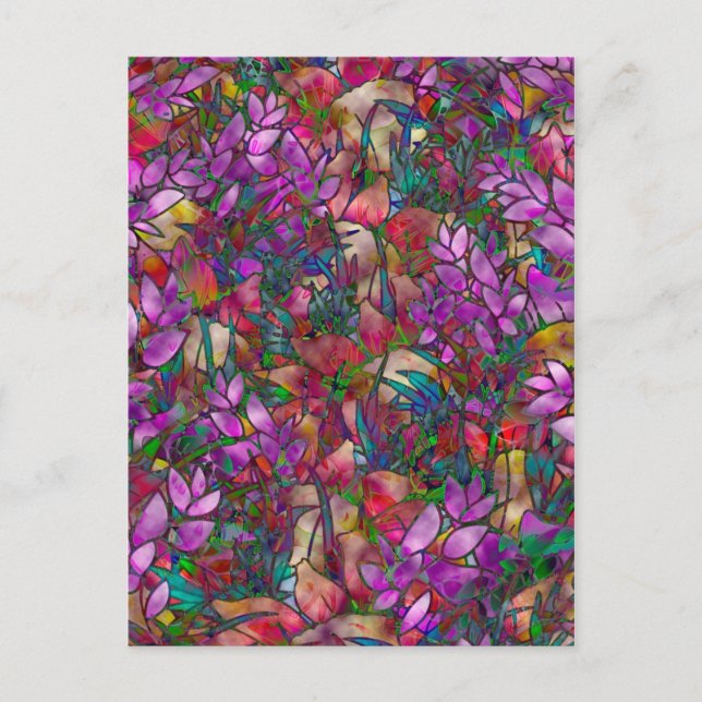 Postcard Floral Abstract Stained Glass (Front)