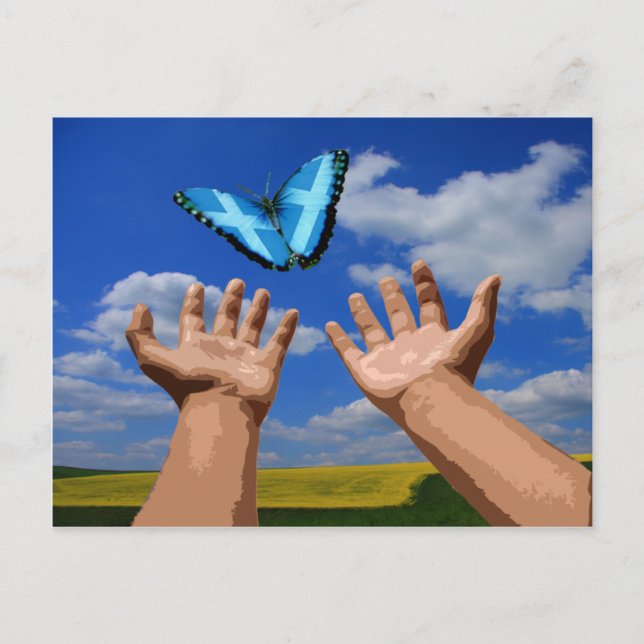 Postcard Free Scotland Butterfly (Front)