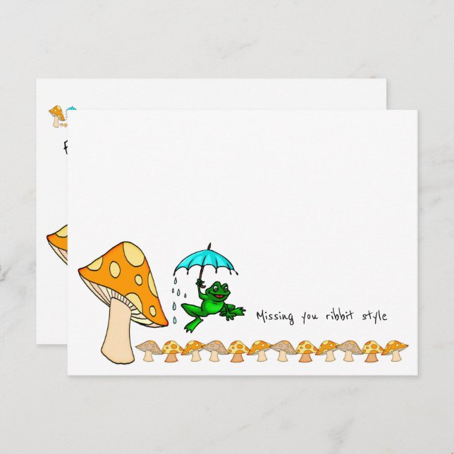 Postcard Frog Ribbit Mushroom (Front/Back)