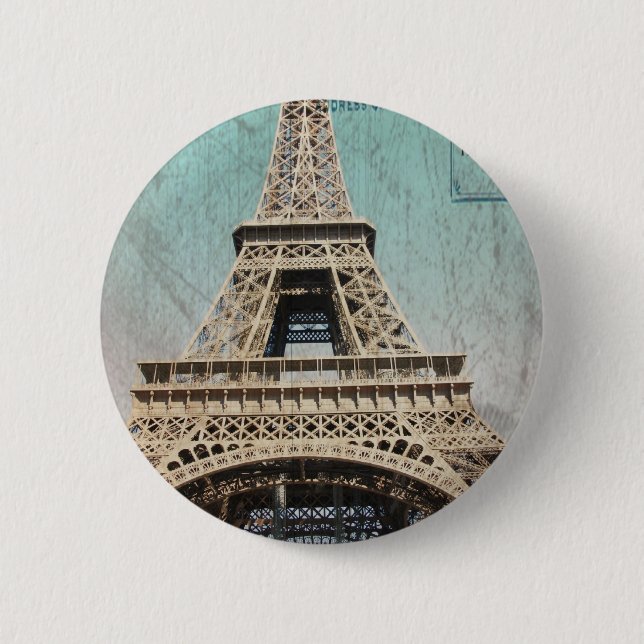Postcard From Paris EIffel Tower 6 Cm Round Badge (Front)