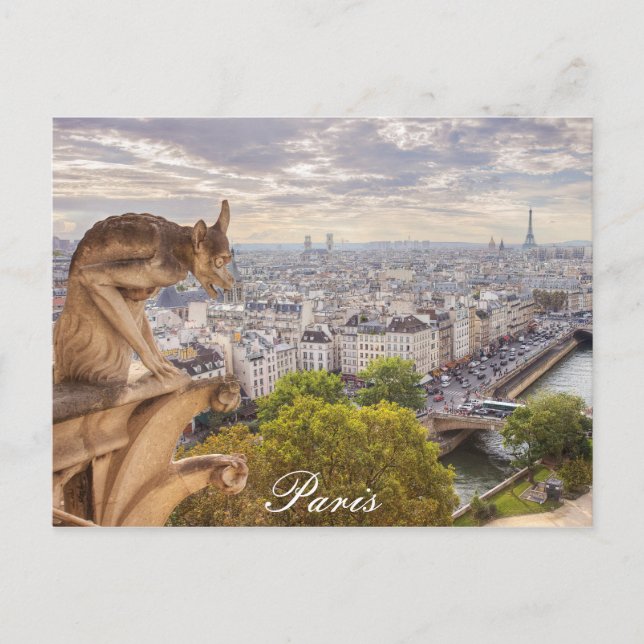Postcard | Gargoyle & Eiffel Tower View | Paris (Front)