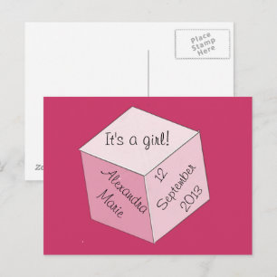 Postcard - Girl Birth Announcement