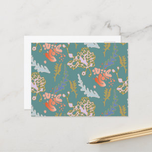 Postcard Green Abstract Cute Cheerful Colourful