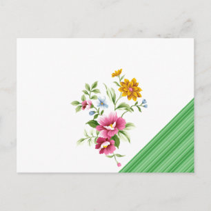 Postcard Green Stripe Floral