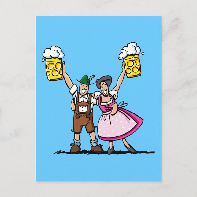 Postcard Happy BEER FESTIVAL Beer Couple (Front)