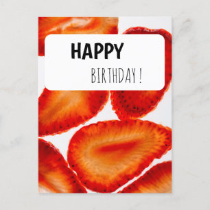 Postcard Happy Birthday Erdbeeren modern Look