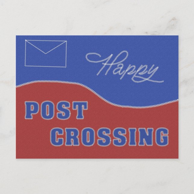 Postcard "Happy Postcrossing! Stitches" (Front)