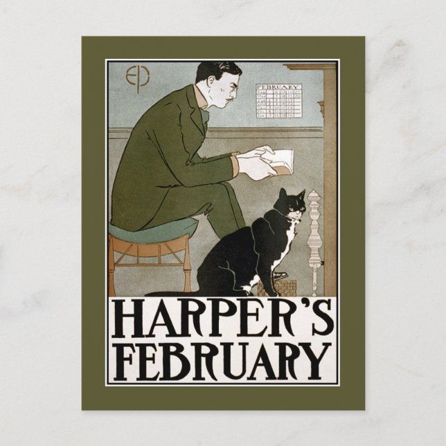 Postcard: Harper's February by Edward Penfield Postcard (Front)