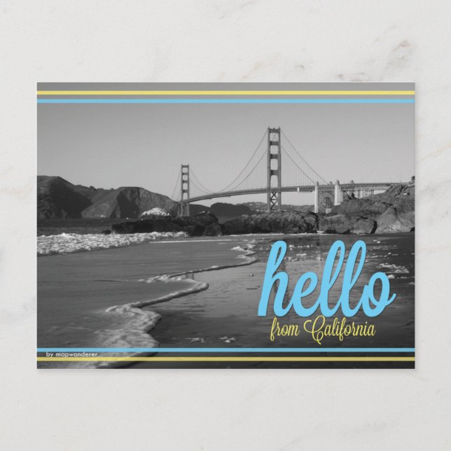 Postcard - Hello from California (Map on back) (Front)