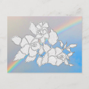 Postcard - Hibiscus Flowers to Colour