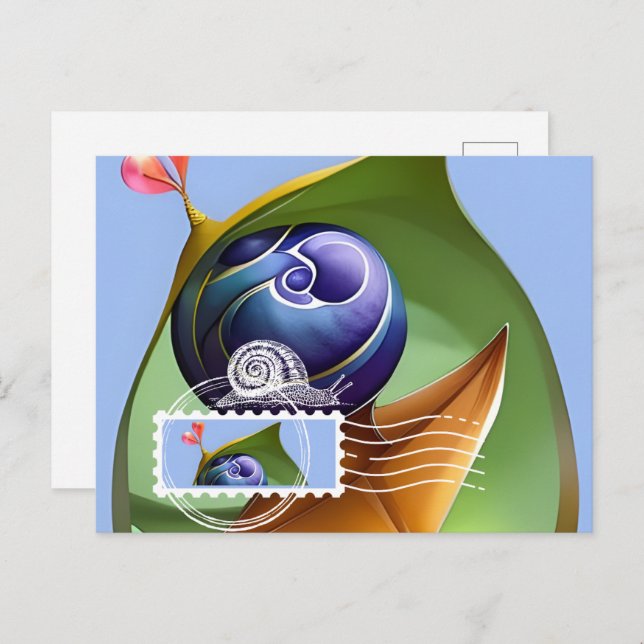 Postcard in style Maxi Card, Snail, Postcrossing (Front/Back)