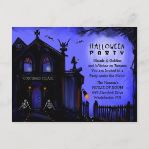 Postcard Invitation - Halloween Haunted House