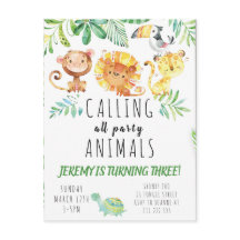Postcard Jungle Party Kids Invitation
