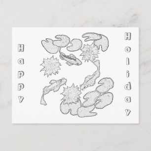 Postcard - Koi Pond to Colour