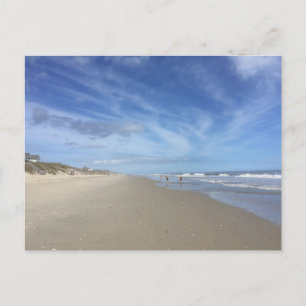 POSTCARD Low Tide Beach Scene With Blue Clouds