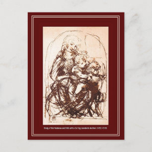 Postcard: Madonna & Christ Child holding a Cat Postcard