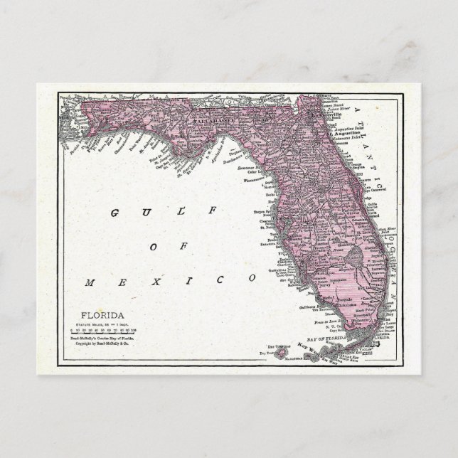 Postcard:  Map of Florida, 1921 Postcard (Front)