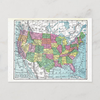 Postcard:  Map of United States, 1921 Postcard