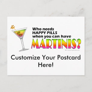 Postcard - Martinis v. Happy Pills