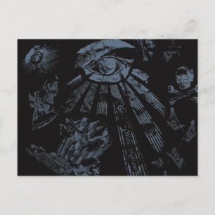 Postcard Masonic Fantasy Blue