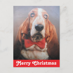 Postcard Merry Christmas Basset Hound