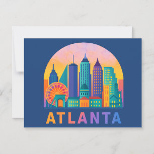 Postcard Modern Atlanta Georgia Skyline Blue