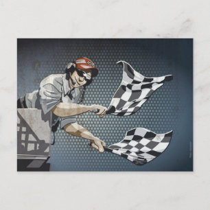 Postcard Motor Racing Chequered Flag