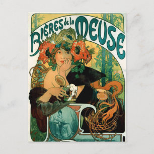 Postcard: Mucha - Bieres de la Meuse Postcard
