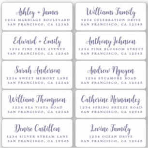 Postcard Navy Blue Script Guest Address Labels