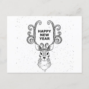 Postcard New Year Deer Christmas Holiday