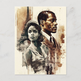 Postcard of 1950s African American couple