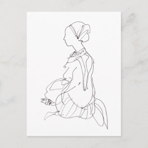 postcard of a seated woman