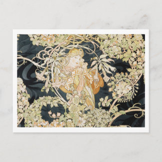 Postcard of "Lady With a Daisy" by Alphonse Mucha