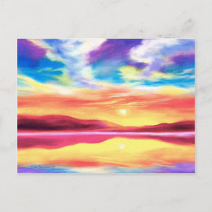 Postcard Of Landscape Beach Sunset Lake Scene