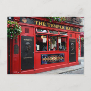 Postcard of red Temple Bar pub in Dublin
