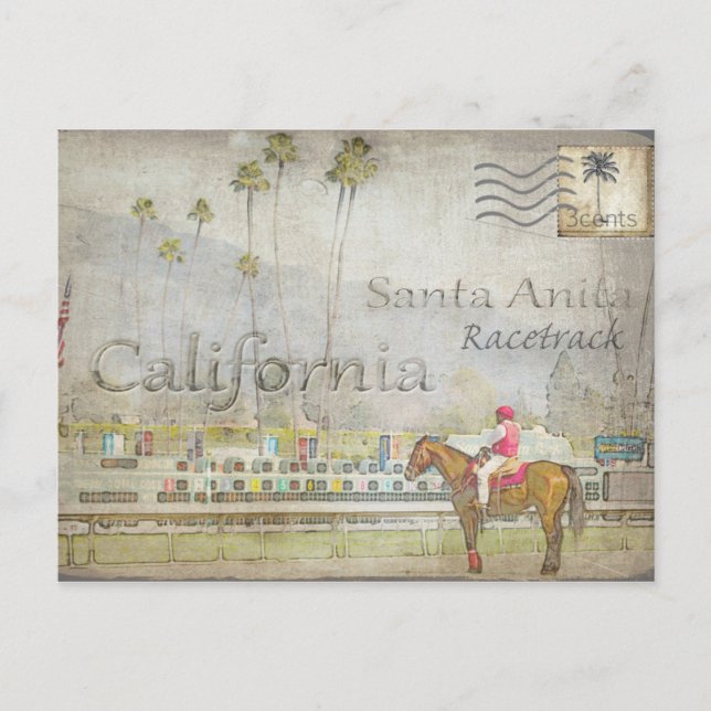 Postcard of Santa Anita Racetrack, California (Front)