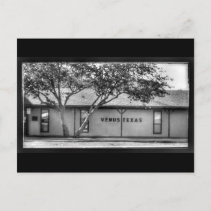 Postcard of Venus, TX building with tree