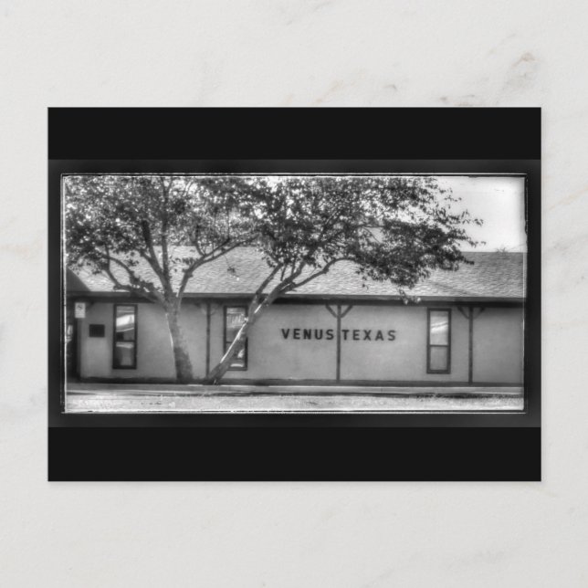 Postcard of Venus, TX building with tree (Front)