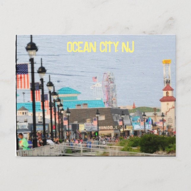 Postcard on boardwalk in Ocean City, New Jersey (Front)