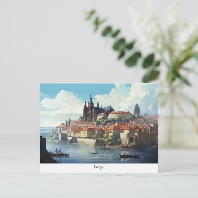 Postcard painted Czech Republic (Standing Front)