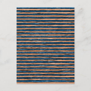 Postcard, Painted Stripes, Blue and Orange Postcard