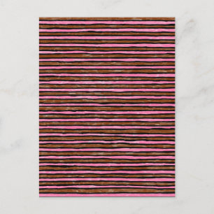 Postcard, Painted Stripes, Pink and Brown Postcard