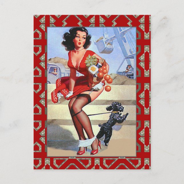 Postcard Pin up Girls Art Vintage Retro Print (Front)