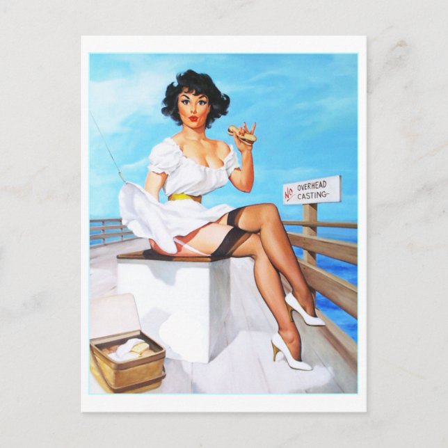 Postcard Pin up Girls Art Vintage Retro Print (Front)