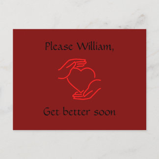 Postcard: Please name, get better soon, red heart. Postcard