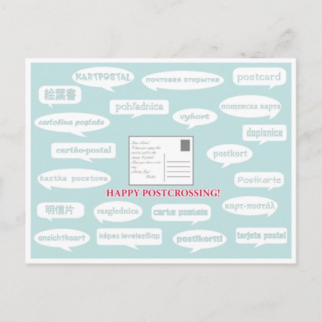 Postcard "Postcrossing Speechbubbles" (Front)