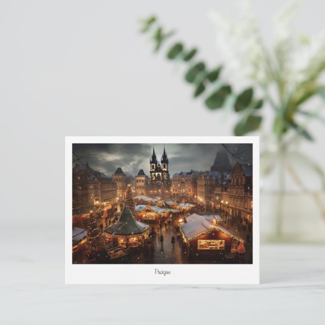 Postcard Prague night in Czech Republic (Standing Front)