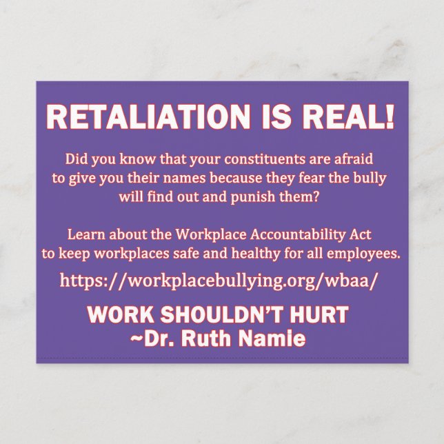 Postcard-Retaliation is Real Postcard (Front)