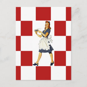 Postcard Retro checkers Squares Diner Tile Look