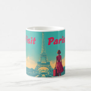 Postcard Retro Eiffel Tower Travel Illustration Coffee Mug